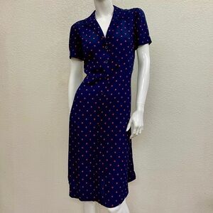 Navy Dress with Red Heart Print Size Medium